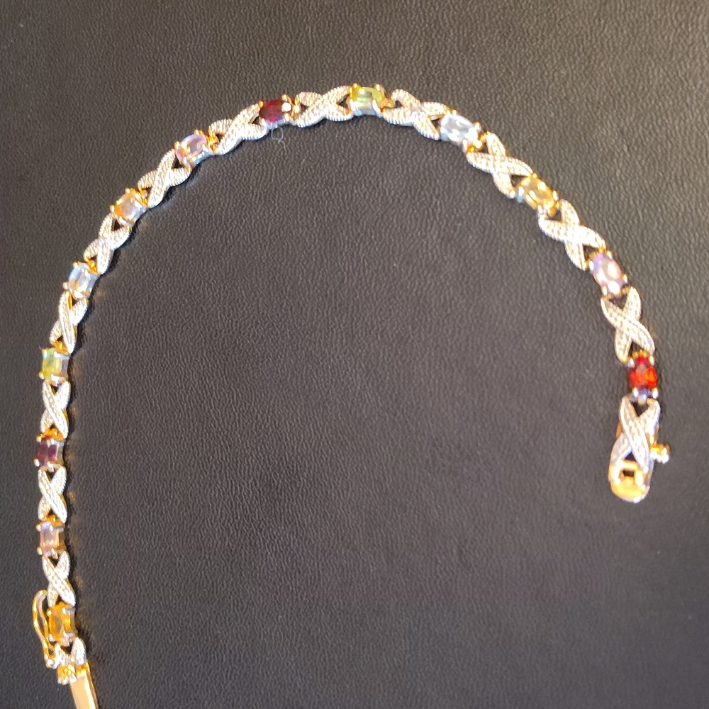 Ross Simons 18k Gold Over 925 Sterling Silver Bracelet with Gem Accents